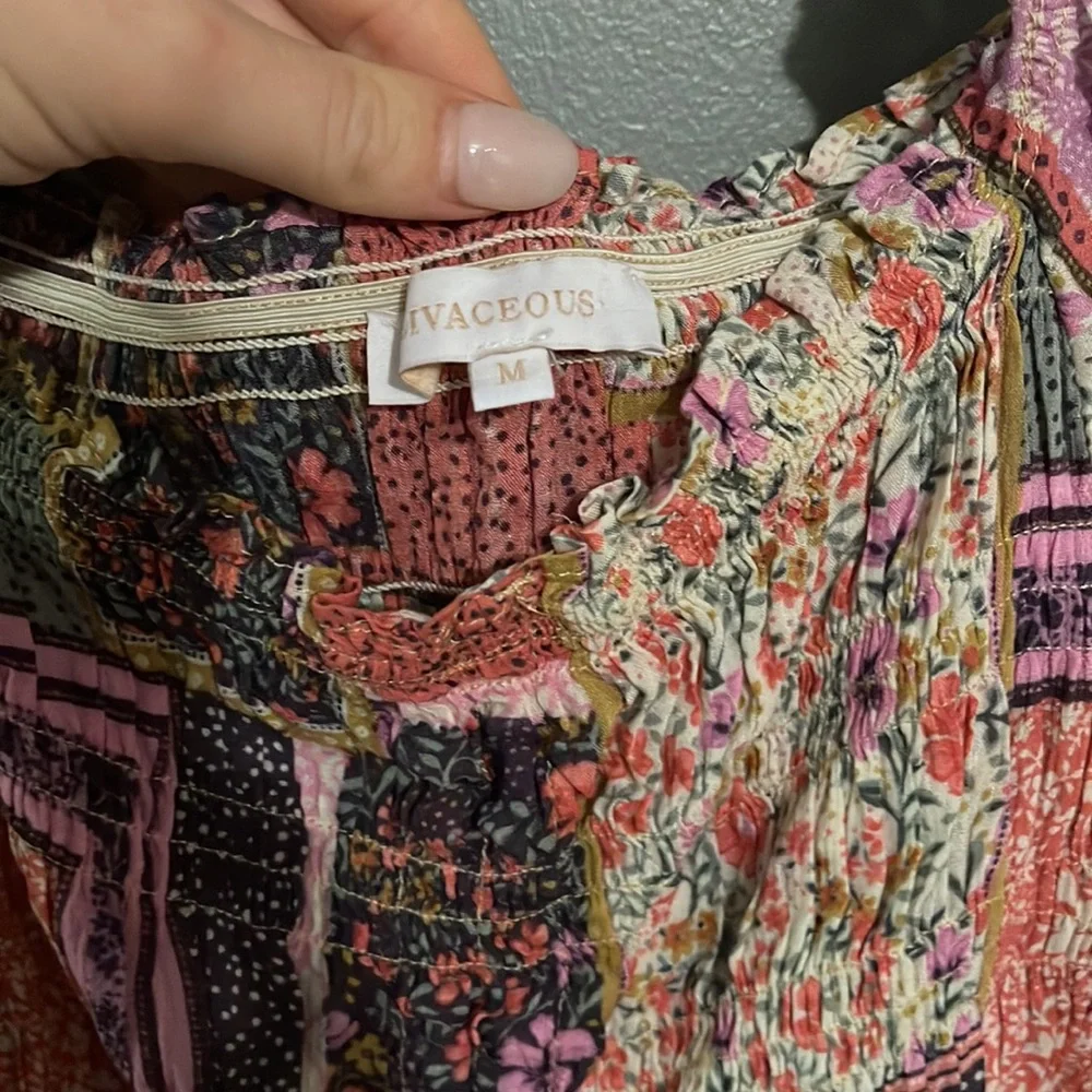 PatchWork Drawstring Crop - Picture 2 of 5